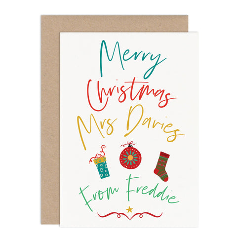 Personalised Teacher Christmas Card