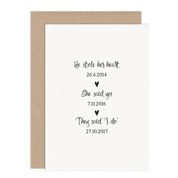 Personalised Dates Card - Russet and Gray