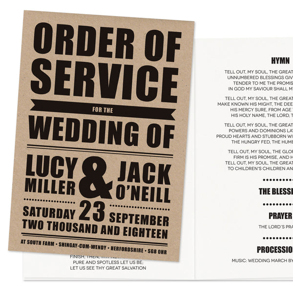 Retro Poster Wedding Order Of Service Booklet