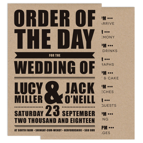Retro Poster Wedding Order Of Service Card
