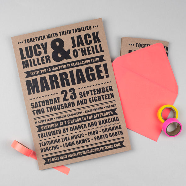 Festival Wedding Retro Poster Wedding Invitation