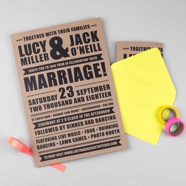 Festival Wedding Retro Poster Wedding Invitation