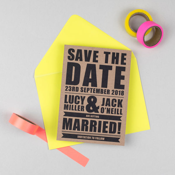 Festival Wedding Retro Poster Wedding Save The Date Card