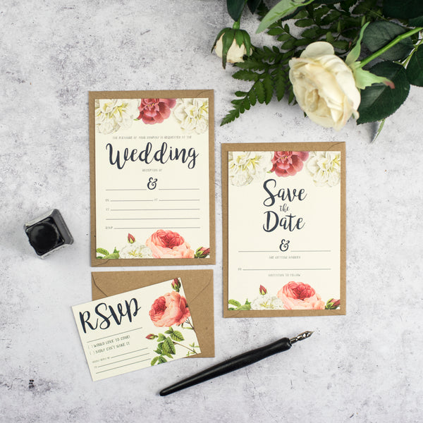 English Garden Floral DIY Wedding Stationery