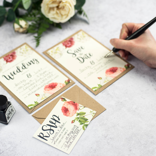 English Garden Floral DIY Wedding Stationery