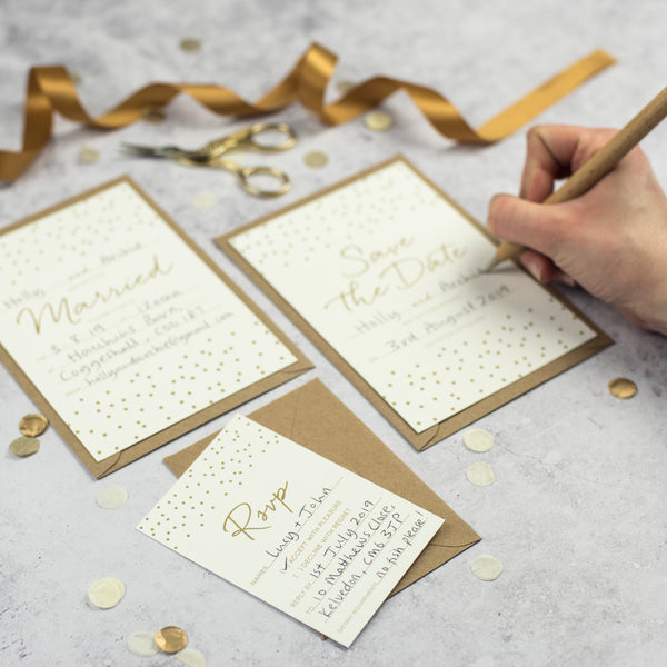 Gold Confetti DIY Wedding Stationery