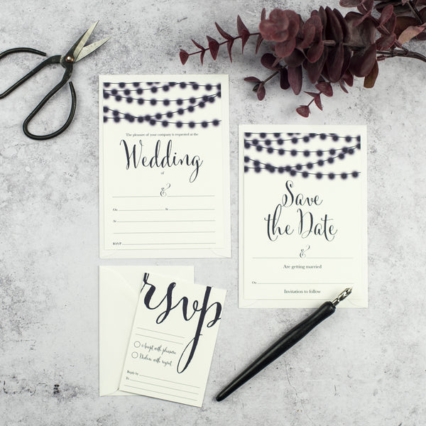 String Lights Nightgarden DIY Wedding Stationery