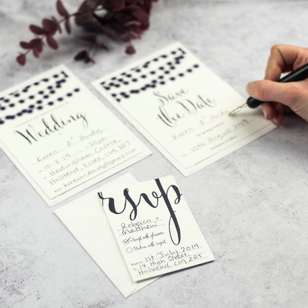 String Lights Nightgarden DIY Wedding Stationery