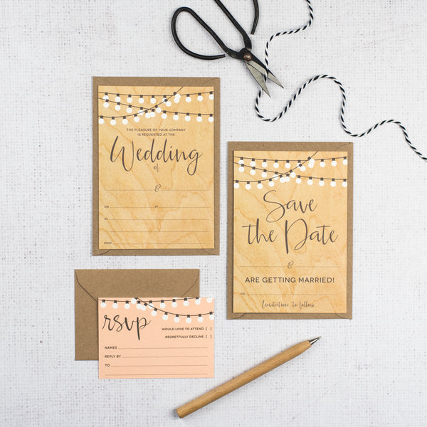 String Lights DIY Wedding Stationery