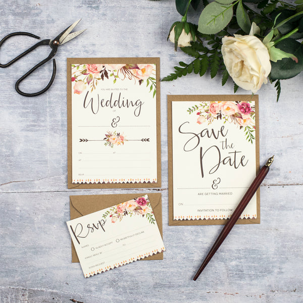 DIY Wedding Stationery Budget Wedding Invitation Floral Wedding Stationery