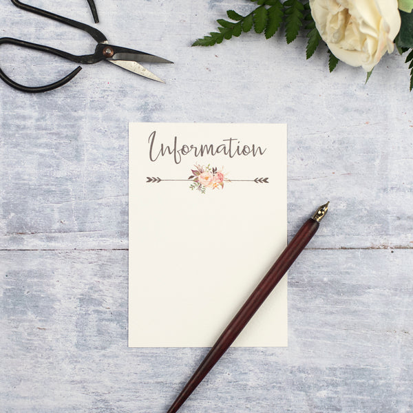 DIY Wedding Stationery Budget Wedding Invitation Floral Wedding Stationery Information Sheet
