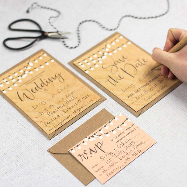 String Lights DIY Wedding Stationery