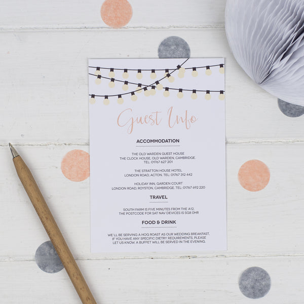 String Lights Information Card - Russet and Gray