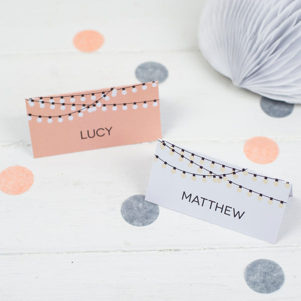 Personalised String Lights Place Cards