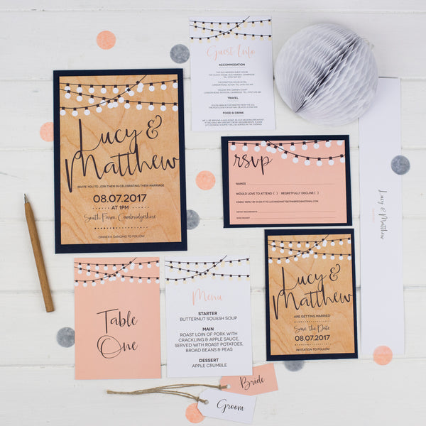 Personalised String Lights Wedding Stationery