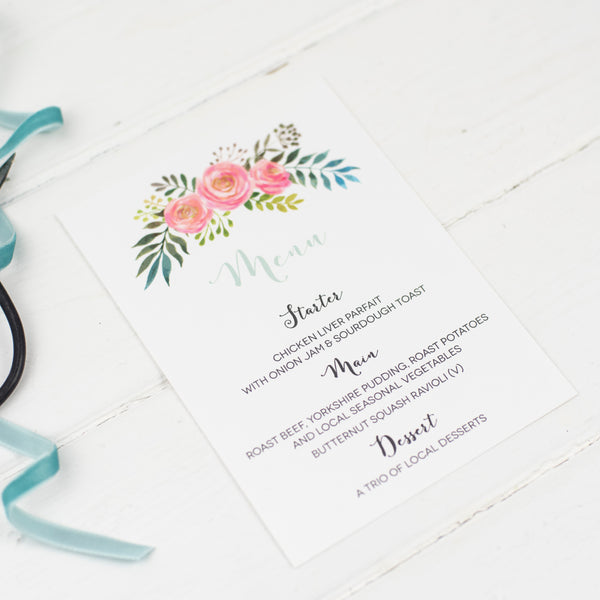 Floral Wedding Menu