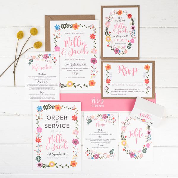 Floral Border Wedding Stationery