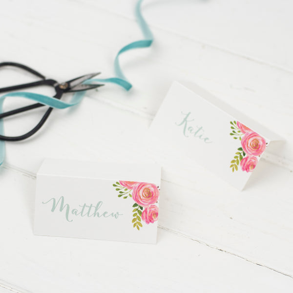 Personalised Floral Wedding Place Cards