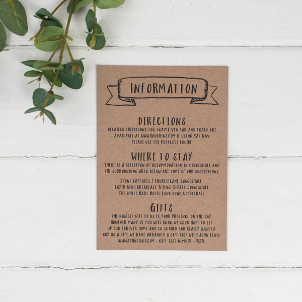 Rustic Information Card
