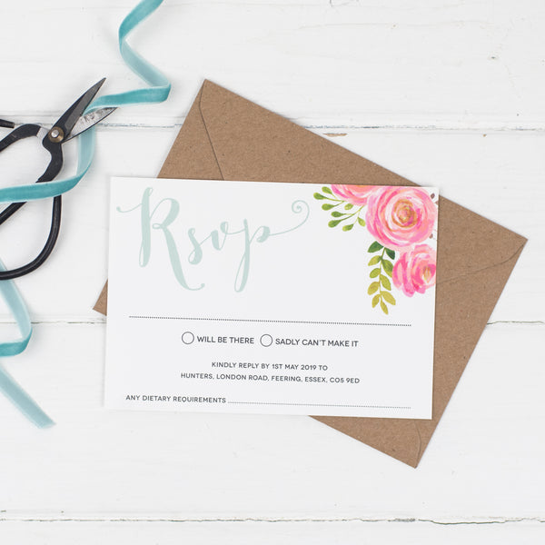 Floral Wedding RSVP Card