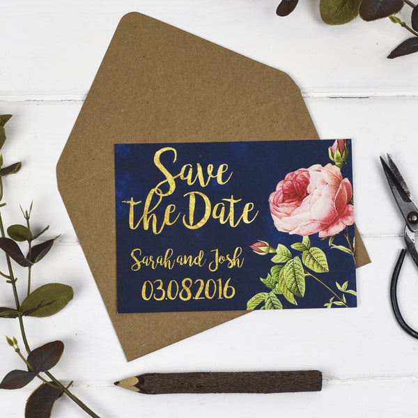 English Garden Wedding Save The Date Card - Russet and Gray