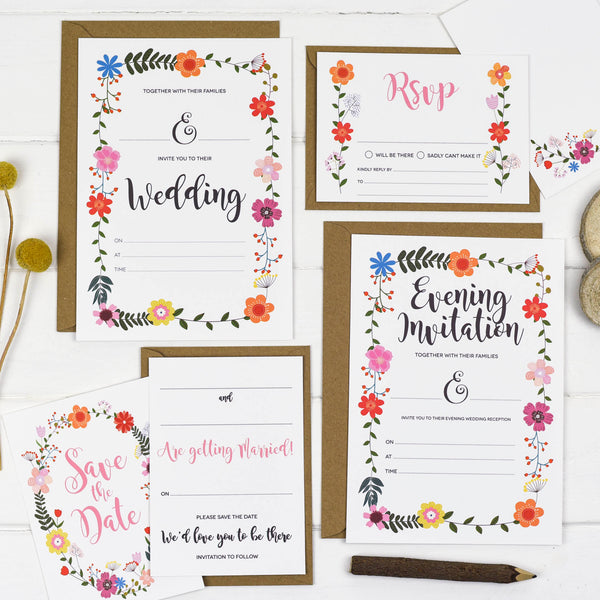 Floral Border DIY Wedding Stationery