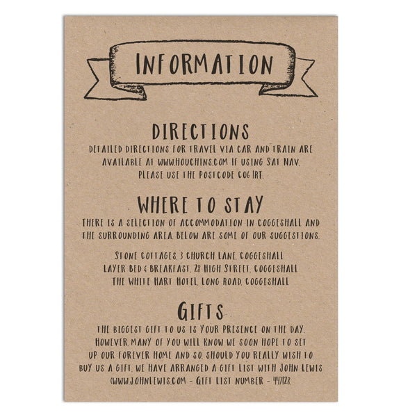 Rustic Information Card