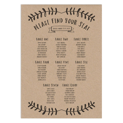 Rustic Wedding Table Plan