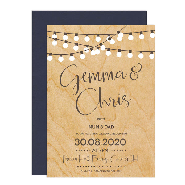 string lights wedding invitation