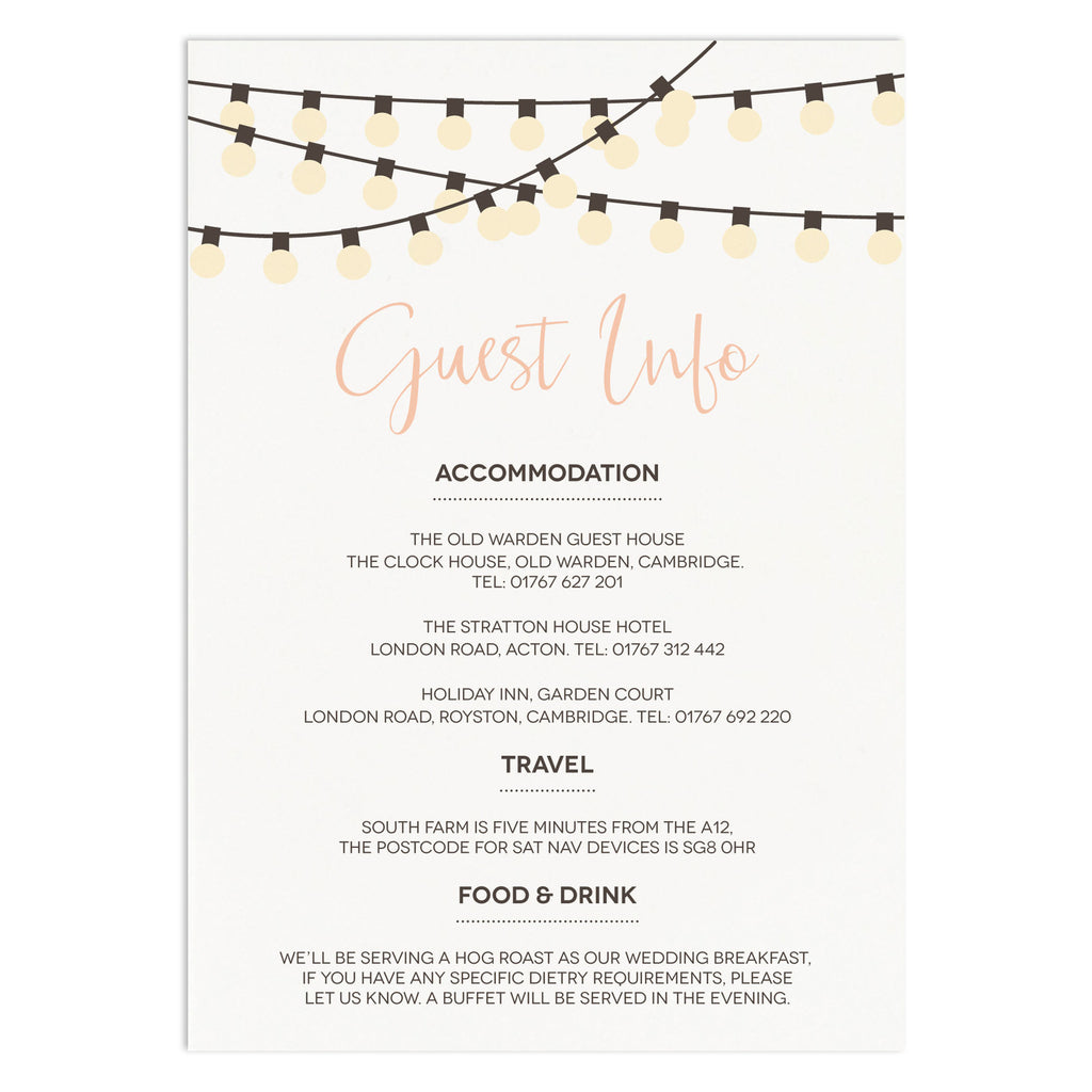 String Lights Information Card - Russet and Gray