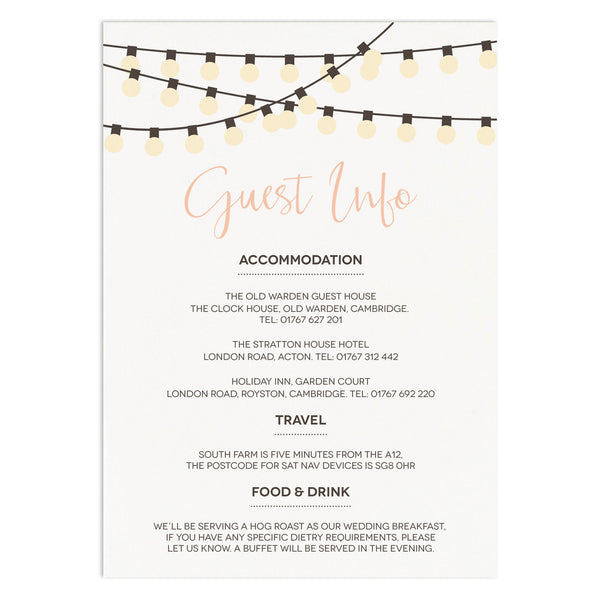 String Lights Information Card - Russet and Gray