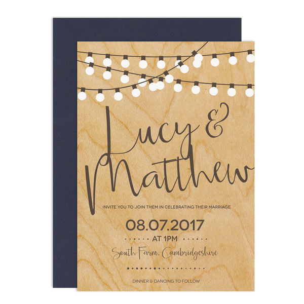 String Lights Wedding Invitations - Russet and Gray