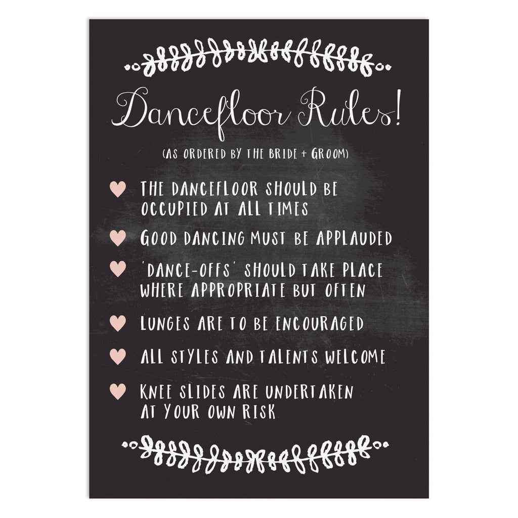 Wedding Sign Dance Floor Rules Sign Chalkboard Wedding Sign