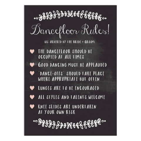 Wedding Sign Dance Floor Rules Sign Chalkboard Wedding Sign