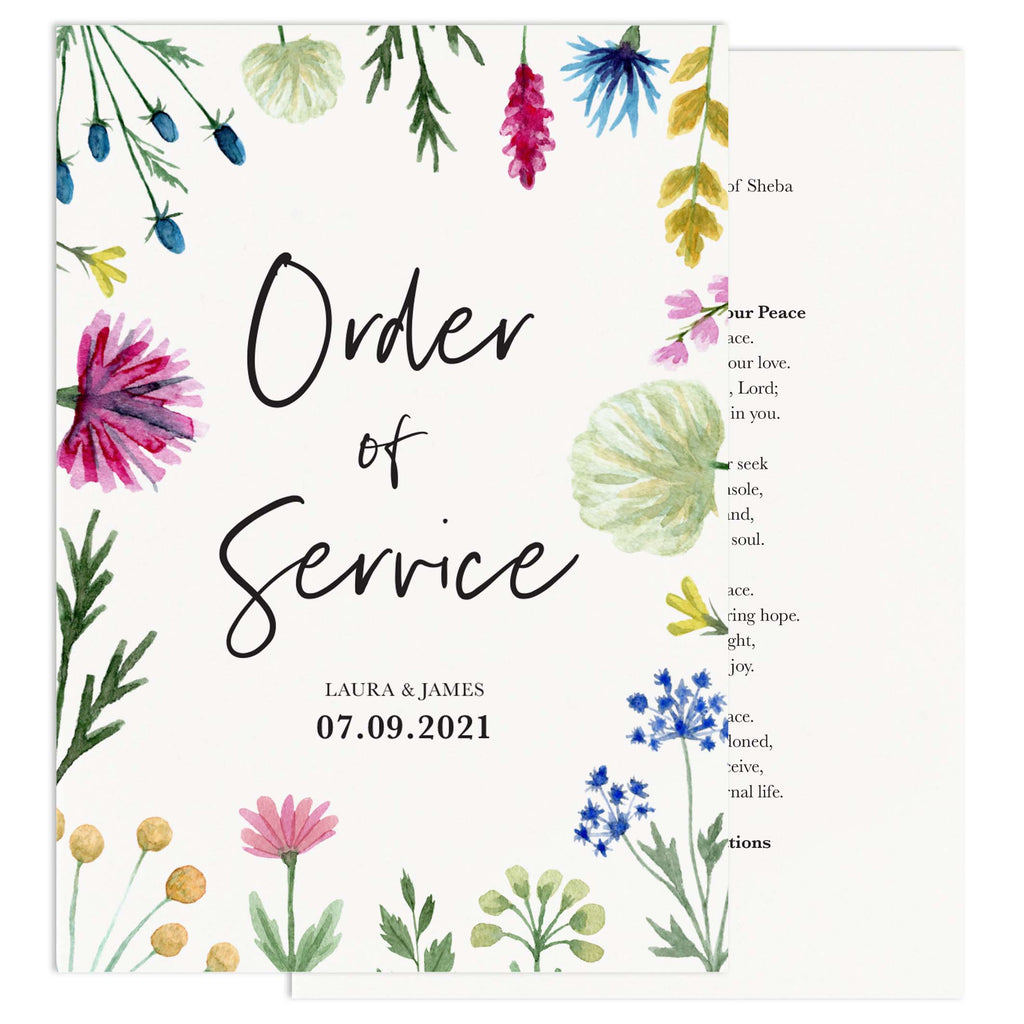 Wildflowers Wedding Order of Service