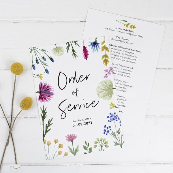 Wildflowers Wedding Order of Service