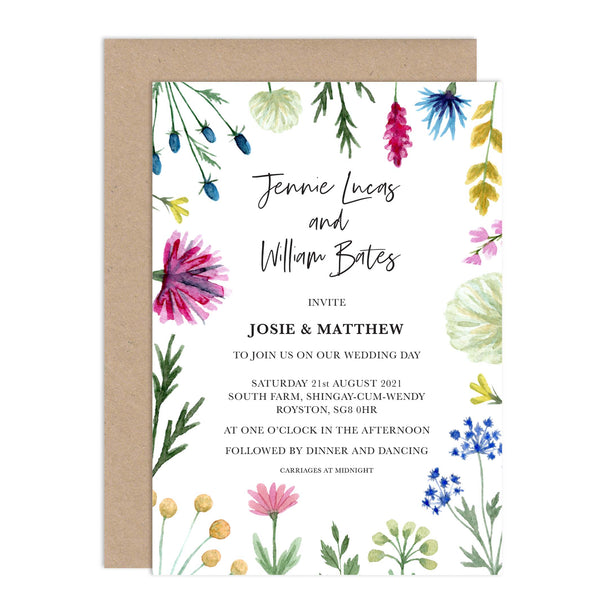 Wildflowers Personalised Wedding Invitation