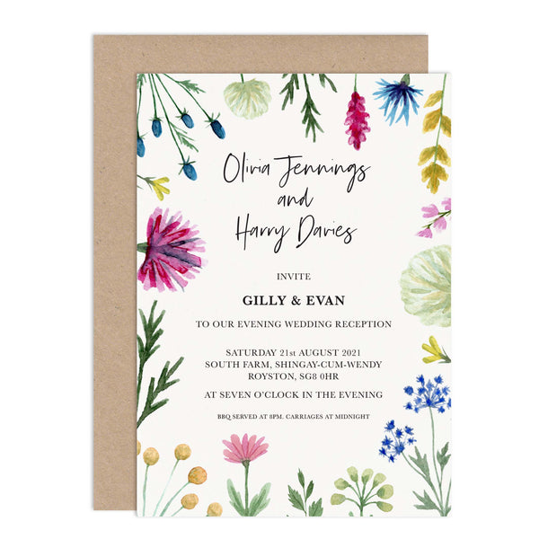 Wildflowers Personalised Wedding Reception Invitation