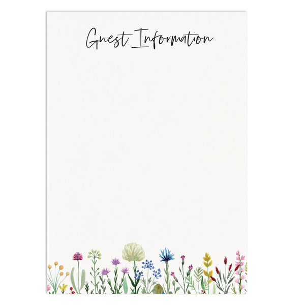 DIY Ready To Write Wildflowers Wedding Information Card